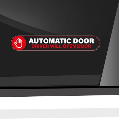 YIKIADA Automatic Door Car Sticker 6 1 Inches Vinyl Driver Will Open Door Warning Sign Self Adhesive Removable Vehicle Taxi Decals Automatic Sliding Window Cling 10 Pack - Image 1