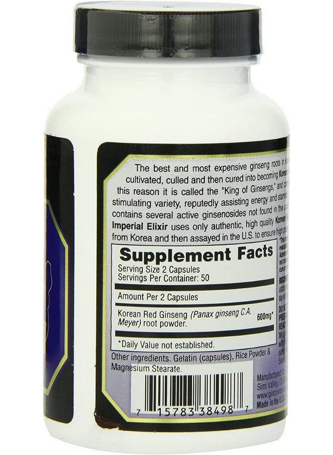 Imperial Elixir Imperial Elixir Korean Red Ginseng - 300 mg Each - 100 Capsules - Image 2