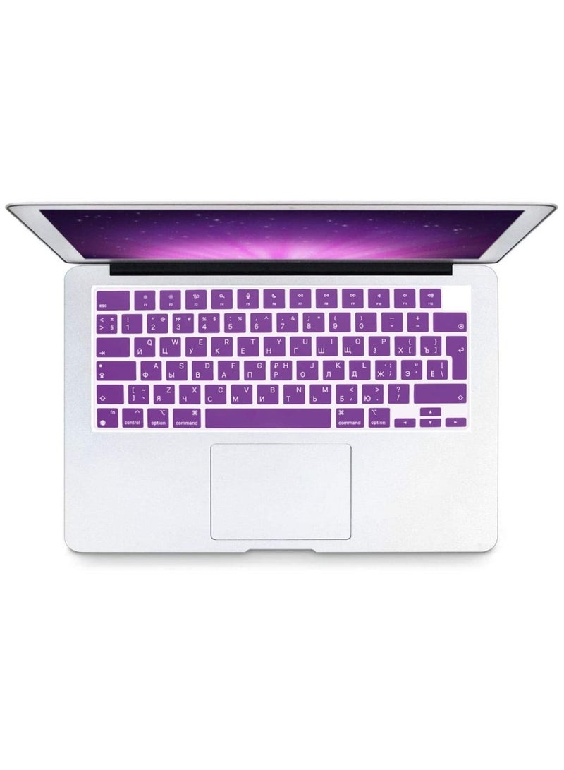 AMM EU/UK Layout Russian English Silicone Keyboard Cover Skin for M2 MacBook Air 13.6 inch 2022 A2681 & MacBook Pro 14 inch 2022 2021 A2442 M1 & MacBook Pro 16 inch 2022 2021 A2485 M1 Purple - Image 3