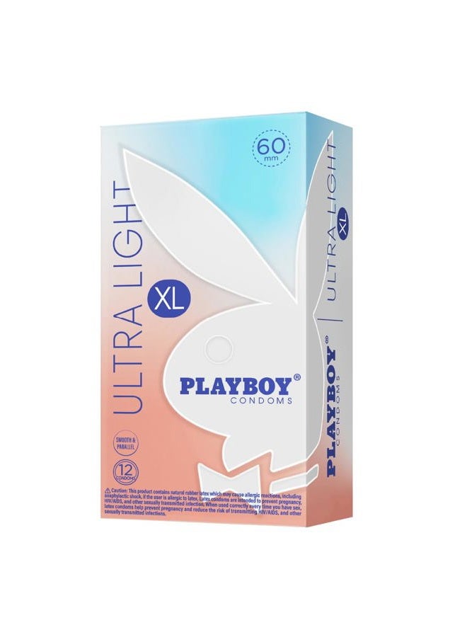 PLAYBOY Condoms Ultra Light XL, Extra Large Natural Feel Premium Lubricated Condoms - 12 Count - Image 1