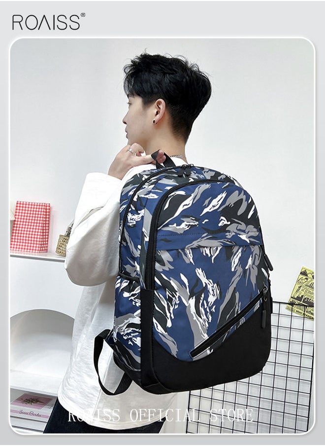 roaiss - 3-Piece New Trendy Backpack High School Student Schoolbag Casual Camouflage Travel Backpack Large Capacity Computer Bag - Image 1