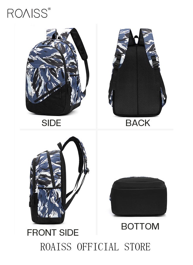 roaiss - 3-Piece New Trendy Backpack High School Student Schoolbag Casual Camouflage Travel Backpack Large Capacity Computer Bag - Image 1