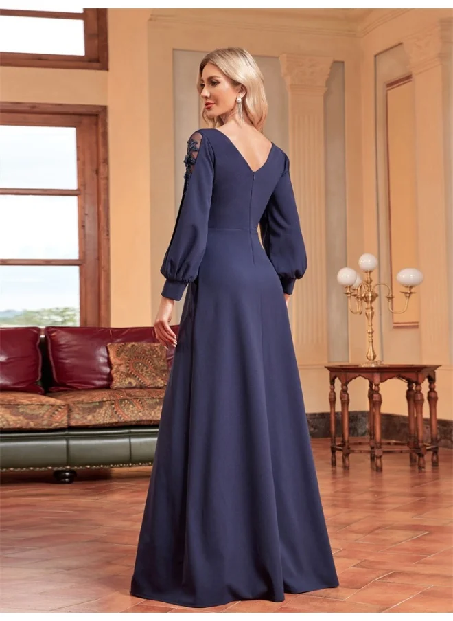Madam Uniq New European and American Long Sleeve V-Neck Sequin Mermaid Evening Dress for Weddings and Parties