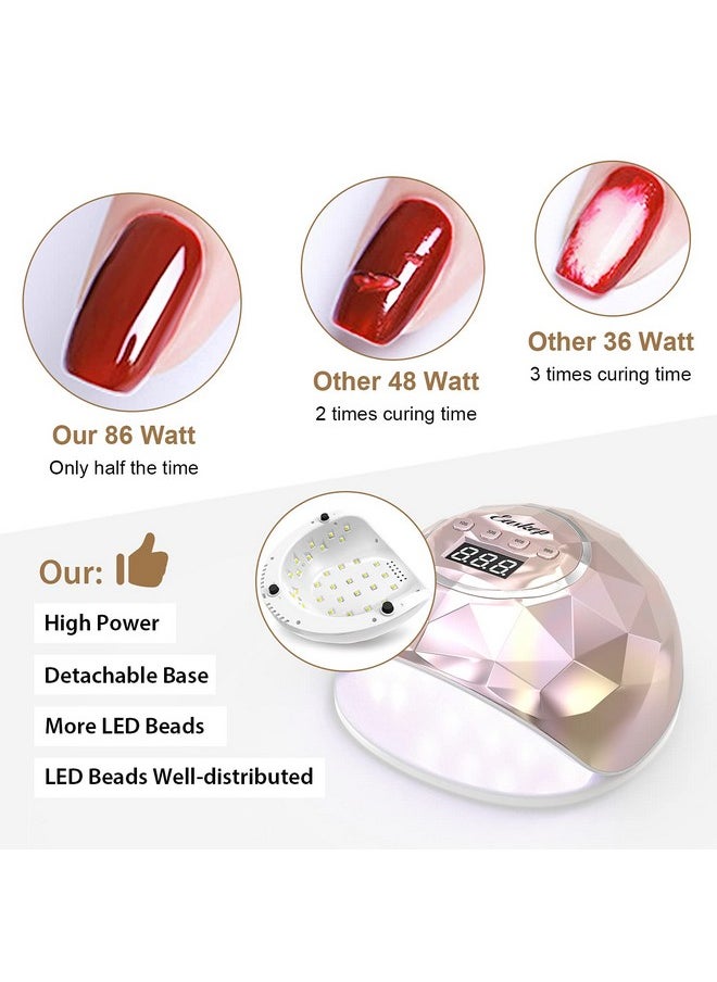 Uv Light For Nails Lamp Easkep 86W Uv Led Nail Lamp Gel Nail Polish Curing Dryer For Salon 4 Timer Setting Auto Sensor Machine (Gold)