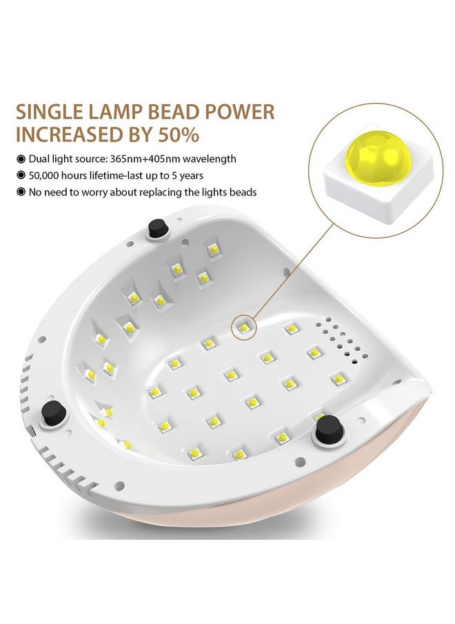 Uv Light For Nails Lamp Easkep 86W Uv Led Nail Lamp Gel Nail Polish Curing Dryer For Salon 4 Timer Setting Auto Sensor Machine (Gold)