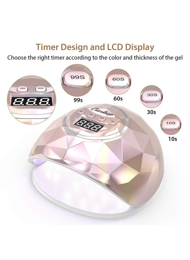 Uv Light For Nails Lamp Easkep 86W Uv Led Nail Lamp Gel Nail Polish Curing Dryer For Salon 4 Timer Setting Auto Sensor Machine (Gold)