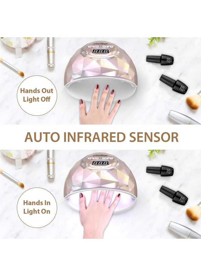Uv Light For Nails Lamp Easkep 86W Uv Led Nail Lamp Gel Nail Polish Curing Dryer For Salon 4 Timer Setting Auto Sensor Machine (Gold)
