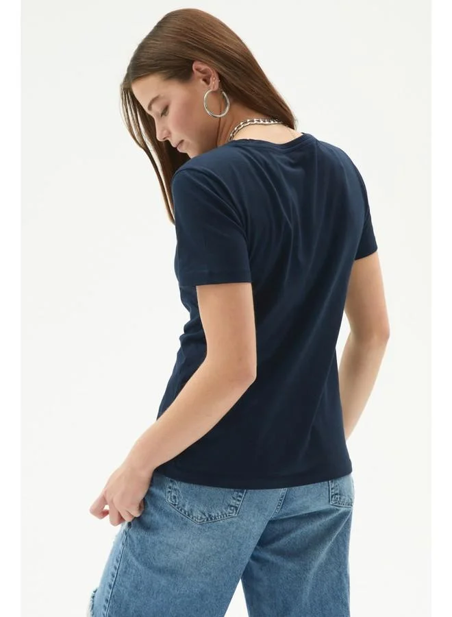 JUNE June Women's 100% Cotton Basic Regular Fit Crew Neck Knit T-Shirt