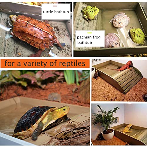 XDONEF 3pcs Tortoise Food Dish with Ramp and Basking Platform Leaf Tortoise Water Food Bowls Reptile Water Dish Turtle Reptile Pool for Amphibians Brown - Image 2