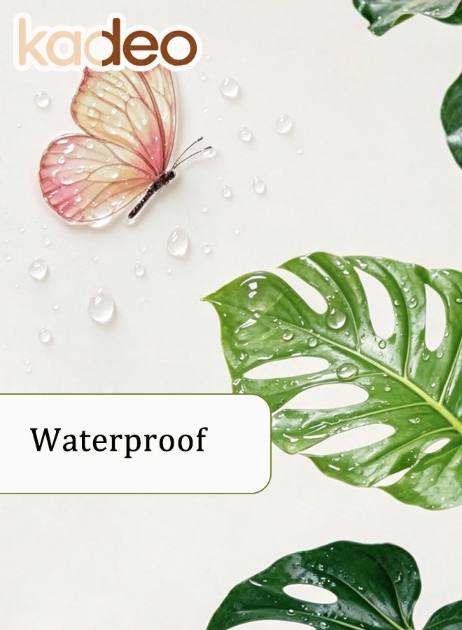kadeo Green Plant Wall Sticker Wallpaper, Tropical Botanical Wall Decals, Fiddle Leaf Fig Monstera Leaf Wall Art, Living Room Bedroom Office Decor, Peel and Stick Removable Waterproof Wall Decoration - Image 4