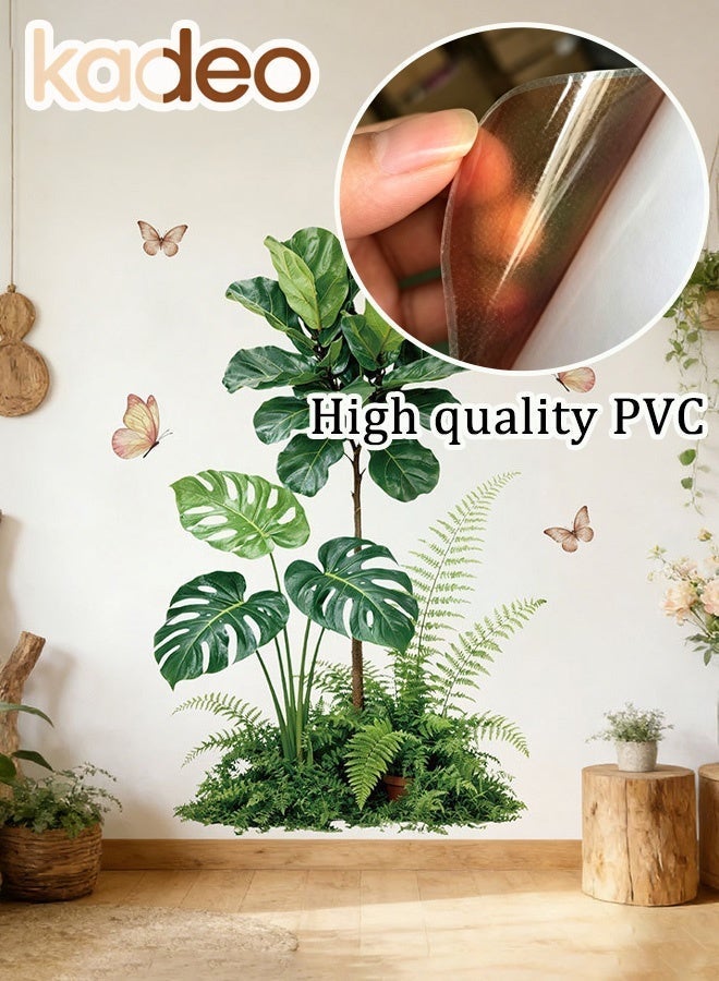 kadeo Green Plant Wall Sticker Wallpaper, Tropical Botanical Wall Decals, Fiddle Leaf Fig Monstera Leaf Wall Art, Living Room Bedroom Office Decor, Peel and Stick Removable Waterproof Wall Decoration - Image 3