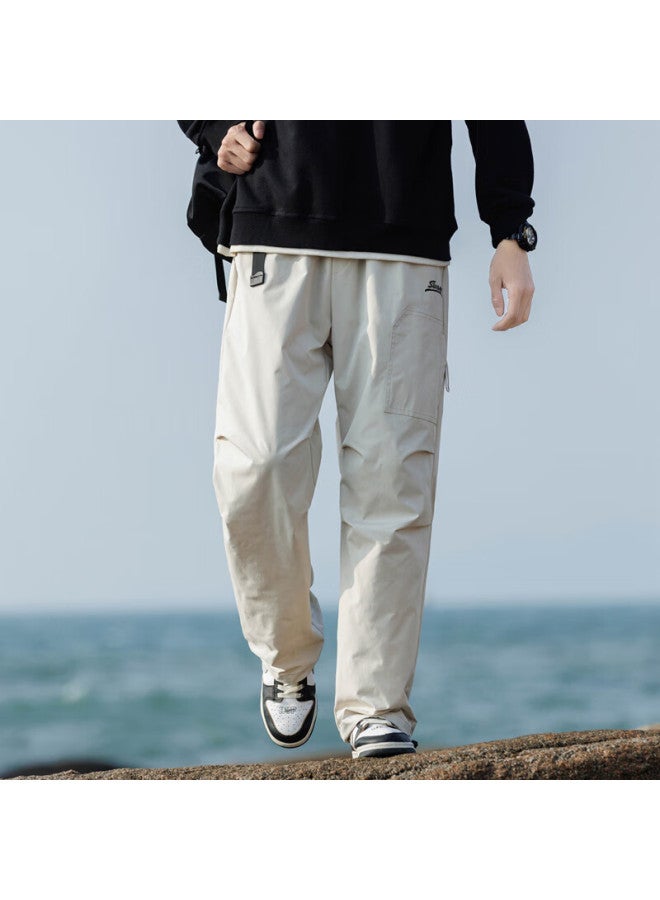 Swamp Area American Tactical Cargo Pants Men Spring Autumn Loose Paratrooper Straight Casual Ws007 Ivory White M - Image 5