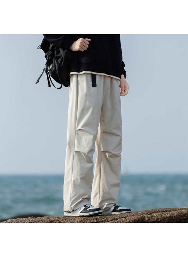 Swamp Area American Tactical Cargo Pants Men Spring Autumn Loose Paratrooper Straight Casual Ws007 Ivory White M - Image 1