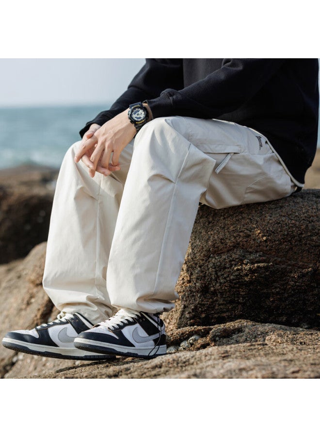 Swamp Area American Tactical Cargo Pants Men Spring Autumn Loose Paratrooper Straight Casual Ws007 Ivory White M - Image 3