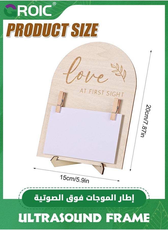 GROIC Wooden Supersonic Wave Photo Frame, Pregnancy Announcement Supersonic Wave Photo Frame with Ink Pad and Pen Nursery Room Decor Supersonic Wave Photo Frame and Pregnancy Gift BaBy Gifts  - Image 2