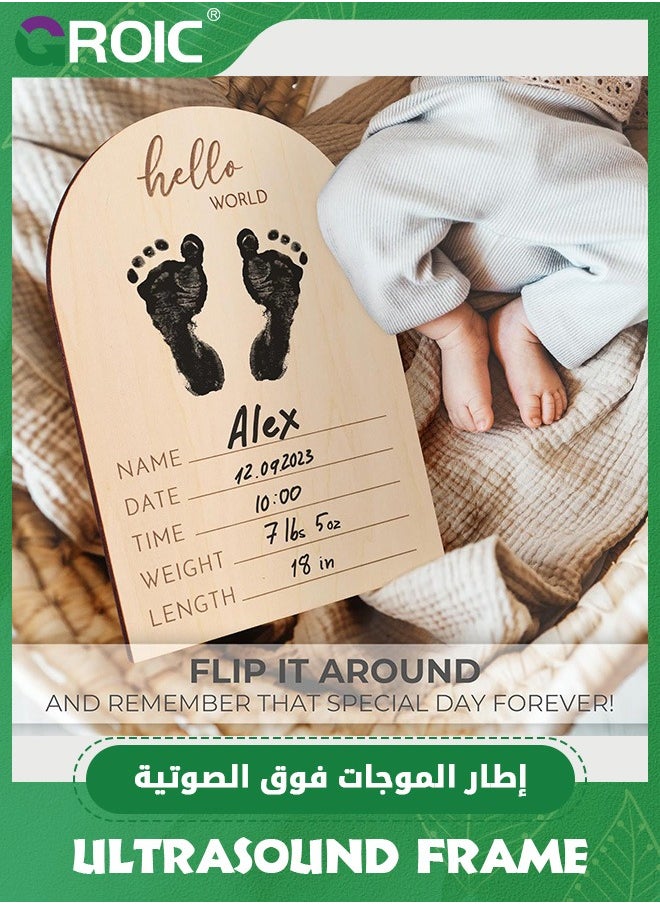 GROIC Wooden Supersonic Wave Photo Frame, Pregnancy Announcement Supersonic Wave Photo Frame with Ink Pad and Pen Nursery Room Decor Supersonic Wave Photo Frame and Pregnancy Gift BaBy Gifts  - Image 5
