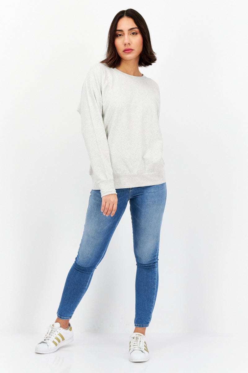 Felina Women Crew Neck Long Sleeve Heather Sweatshirt, Grey - Image 3