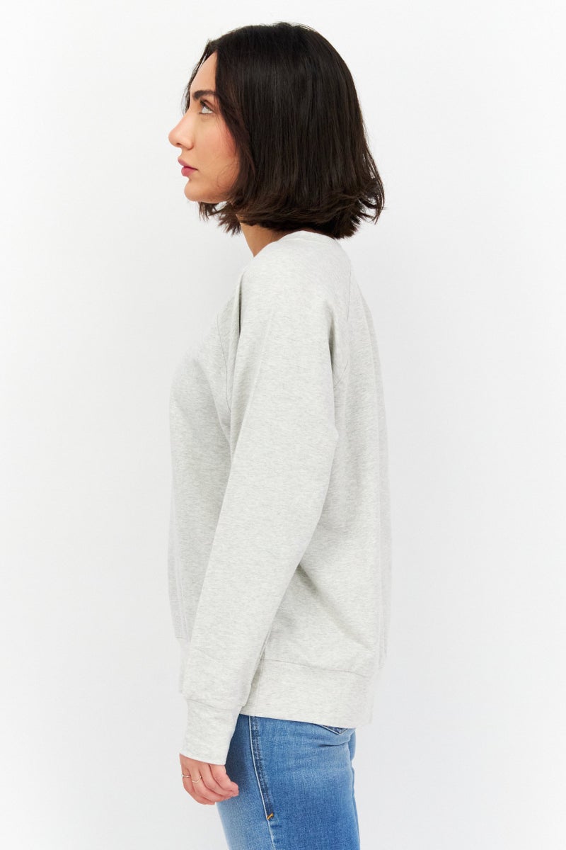 Felina Women Crew Neck Long Sleeve Heather Sweatshirt, Grey - Image 4