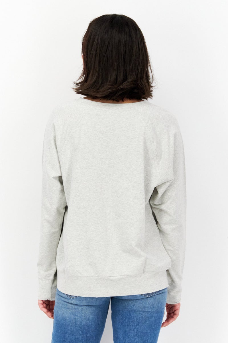 Felina Women Crew Neck Long Sleeve Heather Sweatshirt, Grey - Image 2