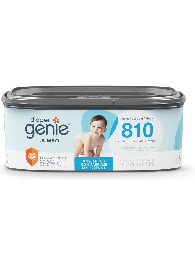 Diaper Genie Jumbo Square Refill, with Continuous Film, can Hold up to 810 Newborn-Sized Diapers per Refill. - Image 1
