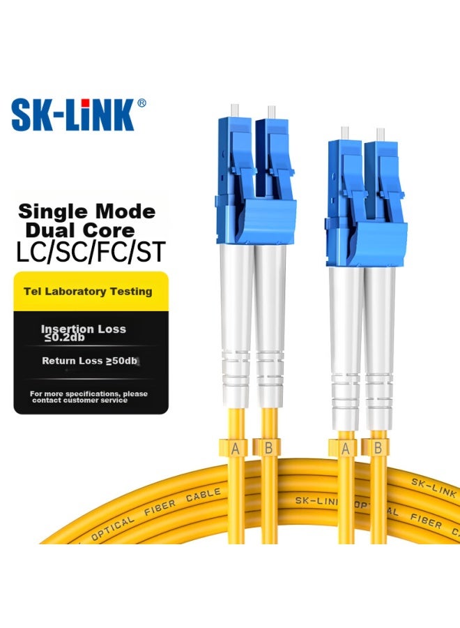 Sk-link Fiber Optic Patch Cable, Lc-lc Telecom-grade Single-mode Dual-core Gigabit/10gbps Upc Fiber Optic Cable, Data Center Transceiver Pigtail, Low Zero Halogen, Sk-txsm 5 Meters - Image 1