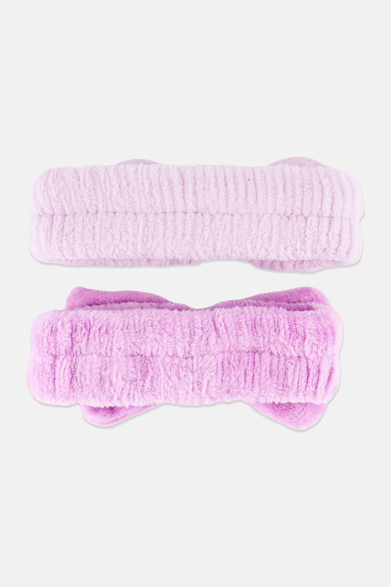 Olivia Rose Women 2 Pack Spa Headband, Purple - Image 2