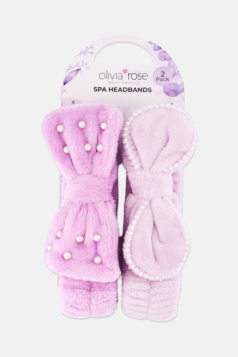 Olivia Rose Women 2 Pack Spa Headband, Purple - Image 1