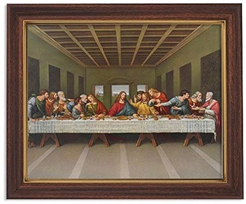 Gerffert Collection Da Vinci's The Last Supper Framed Landscape Print, 13 Inch (Wood Tone Finish Frame) - Image 4
