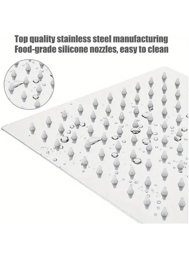 Silver Stainless Steel Shower Set for 10 Family Members 16 Scenarios Suitable 11 Holidays Luxury Rainfall Spray Head with High Pressure Square Design Water Saving Efficiency Enhances Bathtub Aesthetics Four Seasons - Image 2