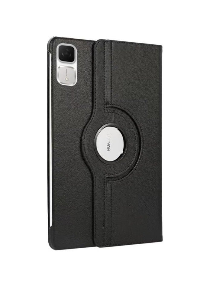 VKL Compatible with Honor Pad V9/ GT 11.5 Inch 2025 (Model: ROL-W60) Tablet PU Leather Cover Sleep Wake Function 360 Rotating Stand Protective Shell (Black) - Image 1