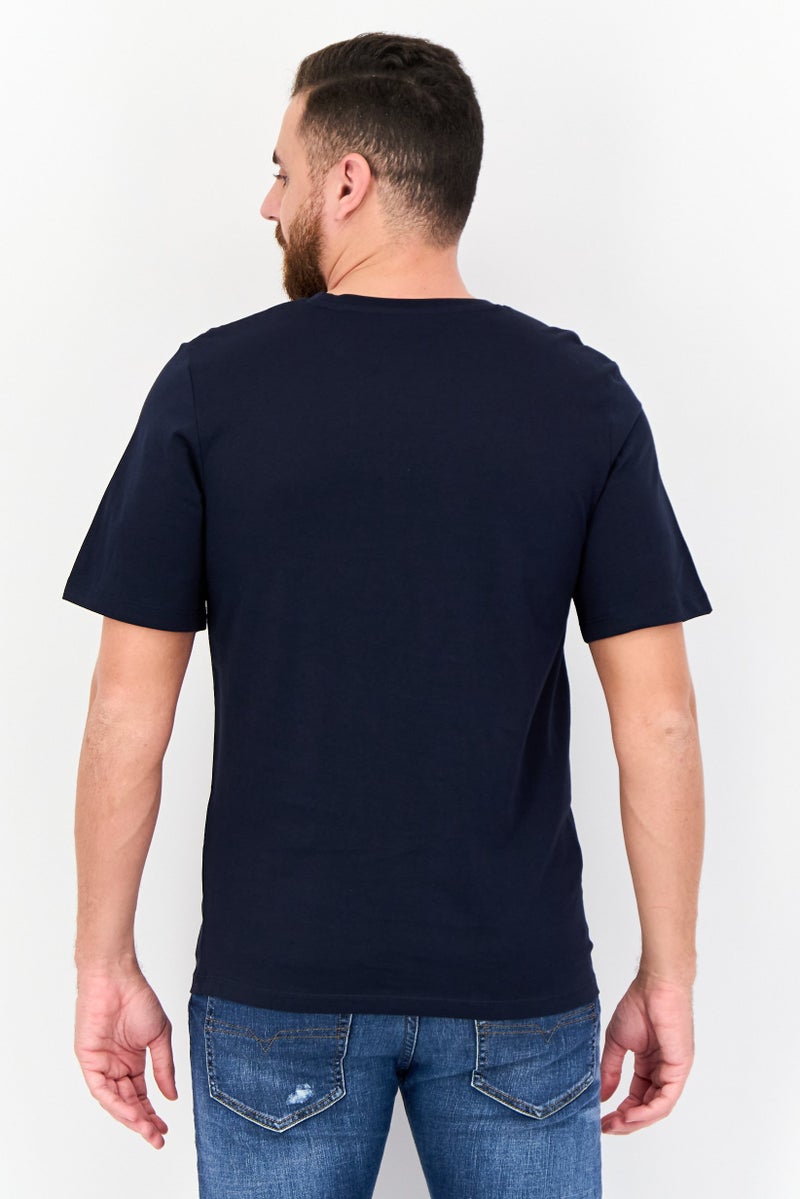 Jack Jones Men Round Neck Short Sleeves Graphic Print T-Shirt, Navy  - Image 4