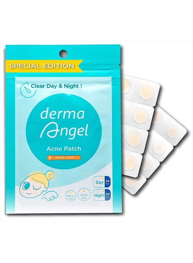 DERMA ANGEL DermaAngel Ultra Invisible Acne Patches, Pimple Patches, Hydrocolloid Acne Patches, Zit Patches, Hydrocolloid Bandages, Acne Spot Treatment - Day & Night Use 48 Pieces 2 Sizes - Image 1