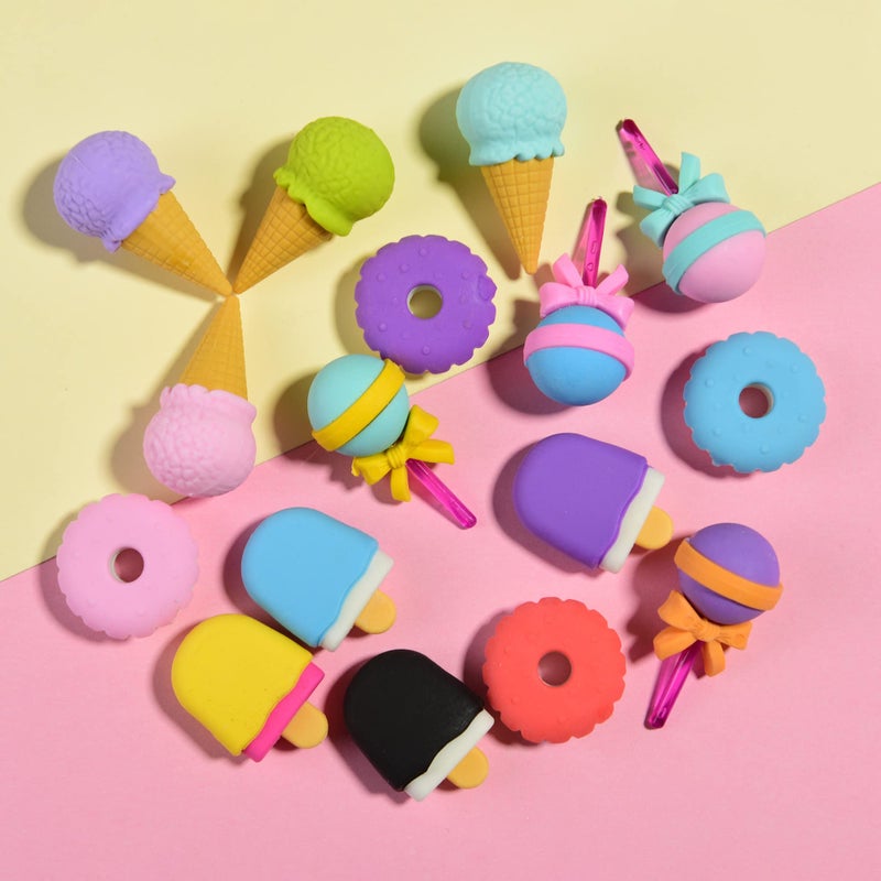 MGTECH Food Earsers for Kids, 16 Pcs 3D Cute Mini Ice Cream Donut Take Apart Erasers, Cool Fun Puzzle Desk Pet Erasers for Girls - Image 5