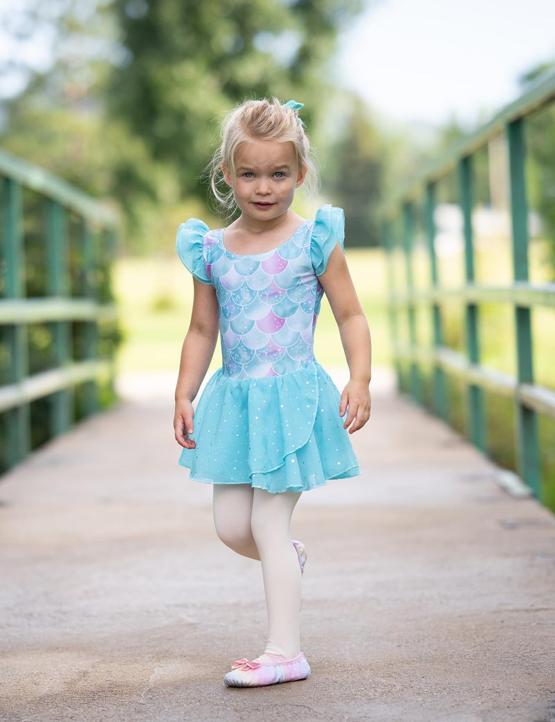 Arshiner Girls Ruffle Sleeve Ballet Dance Dress Tutu Skirted Leotard - Image 2