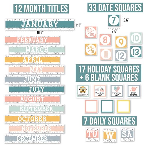 Hadley Designs Classroom Calendar Set Bulletin Board Decorations Boho School Calendar for Classroom Decor Kindergarten Preschool Elementary Teacher Must Haves Homeschool Daycare Essentials - Image 3