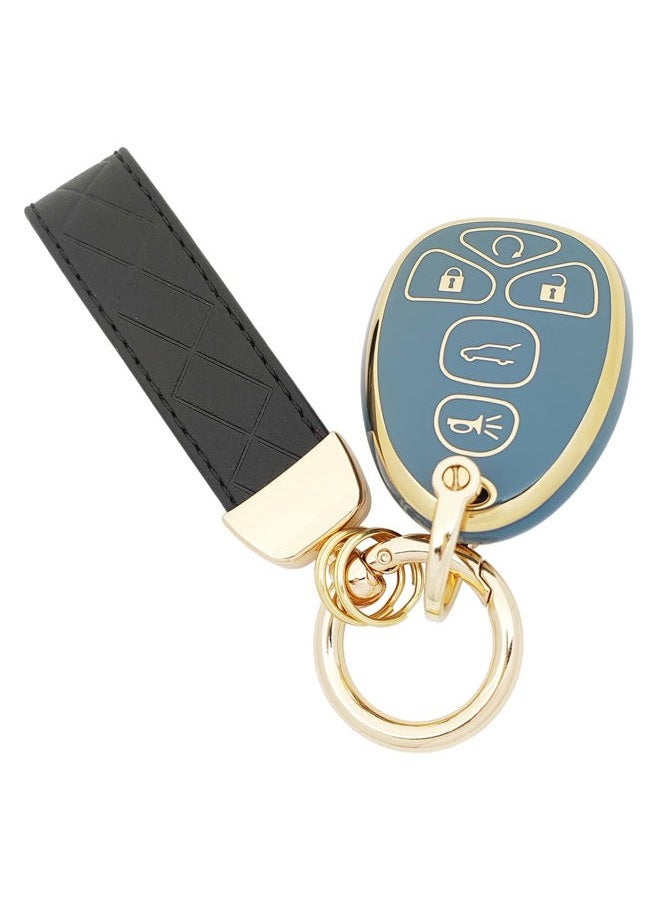 AYGUCEKE TPU Protective Key Fob Cover Case Compatible with GMC Acadia Yukon Cadillac Escalade SRX Chevy Suburban Tahoe Traverse Buick Enclave Pontiac Torrent Key Fob (Blue 1) - Image 1