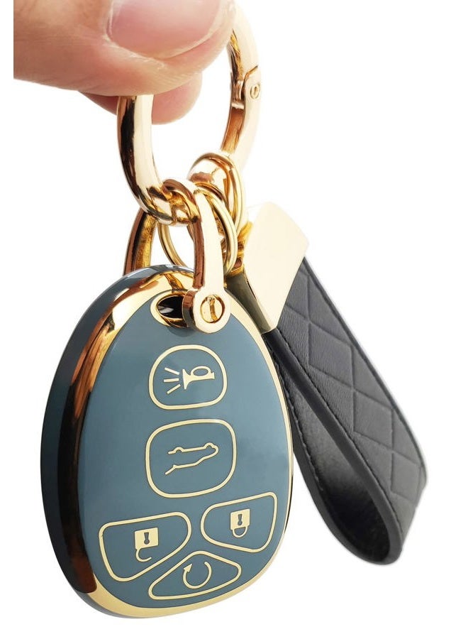 AYGUCEKE TPU Protective Key Fob Cover Case Compatible with GMC Acadia Yukon Cadillac Escalade SRX Chevy Suburban Tahoe Traverse Buick Enclave Pontiac Torrent Key Fob (Blue 1) - Image 5