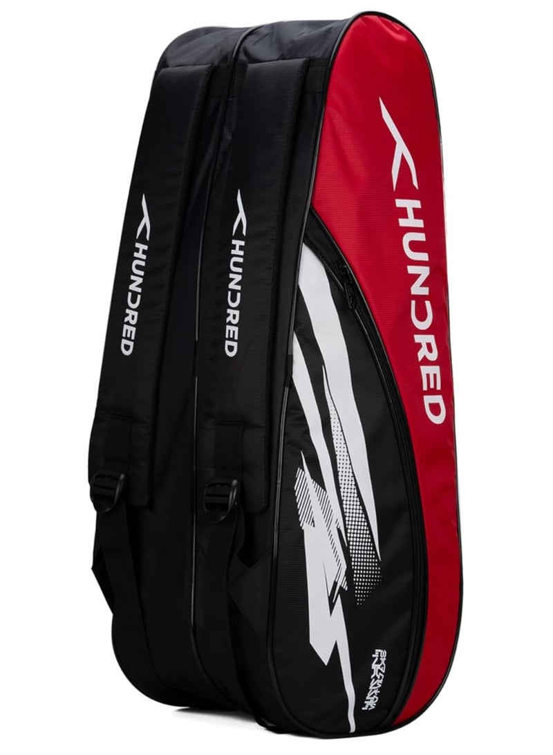 هندرد حقيبة أدوات كرة الريشة من كوزموجير | كبير | سحاب مزدوج | حقيبة بجيب أمامي بسحاب | بوليستر | أشرطة خلفية مبطنة | مقبض سهل الحمل | رياضة المضرب - Image 1