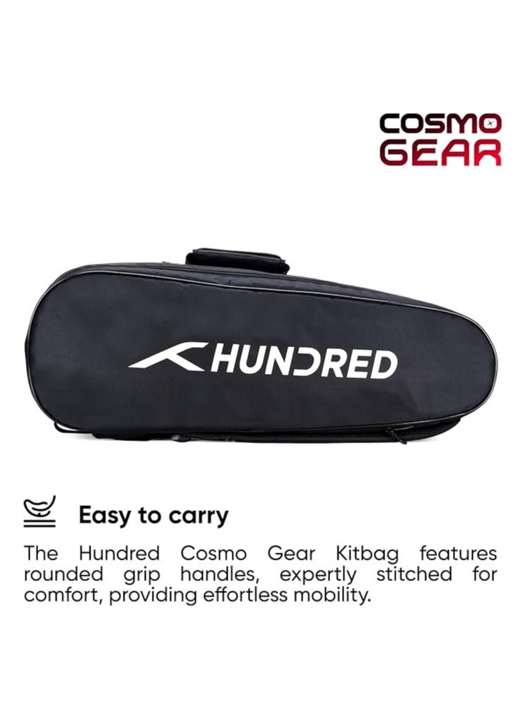 هندرد حقيبة أدوات كرة الريشة من كوزموجير | كبير | سحاب مزدوج | حقيبة بجيب أمامي بسحاب | بوليستر | أشرطة خلفية مبطنة | مقبض سهل الحمل | رياضة المضرب - Image 3