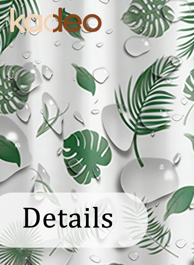 kadeo EVA Shower Curtain, Fresh Green Plant Pattern, Premium Clear Bathroom Shower Curtain, with Rustproof Metal Grommets and Hanging Ring, for Shower Stall, Bathtubs Thickened Bathroom Curtain 180*180CM - Image 5