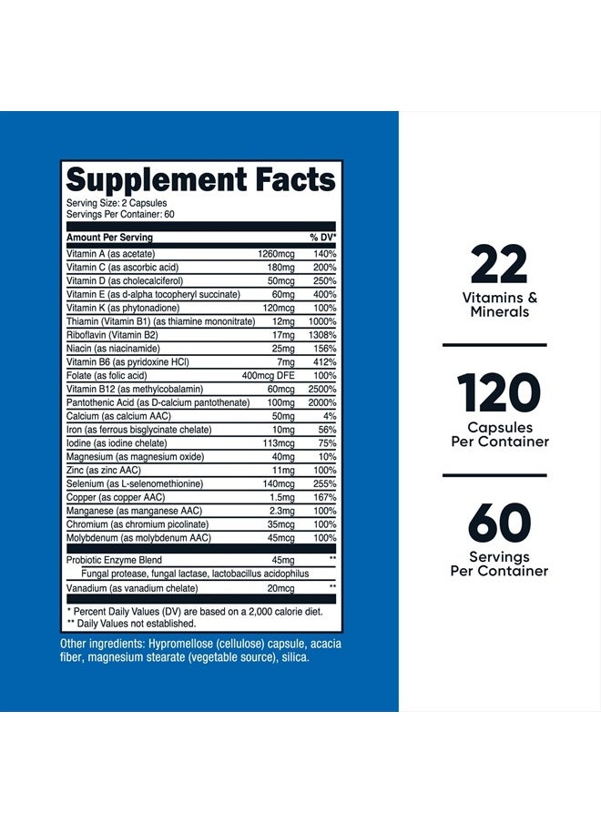 Nutricost - Multivitamin with Probiotics 120 Capsules -  with Vitamins & Minerals - Image 1