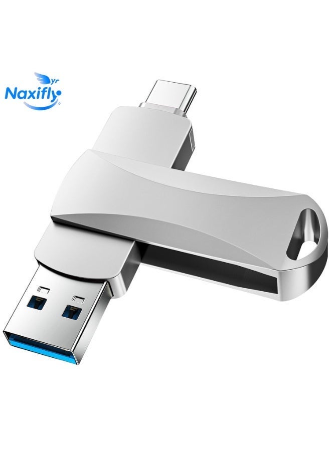 general USB Flash Drive, 2TB Fast Speed Flash Stick 3.0 Memory Stick Thumb Drive USB C Drive Metal Memory Stick with Type C for Smartphones/MacBook/PC/Tablets (Silver) - Image 1