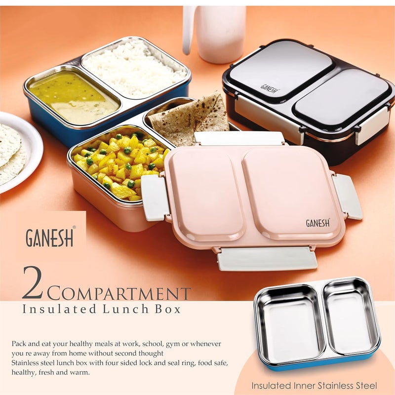 Ganesh Stainless Steel Insulated Lunch Box for School & Office, Airtight Leak-Proof, Unbreakable Lid, Snacks Tiffin Box for Kids - Image 5