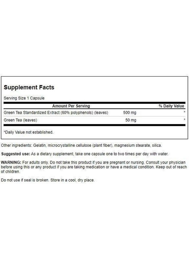 Swanson Green Tea Extract 500 Milligrams 60 Capsules - Image 2