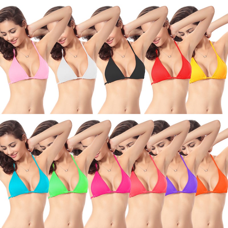 2025 Fashion and Brazilian Sexy Women''s Bikini Swimming Bikini Pure Color Top with Breast Pads - Image 2