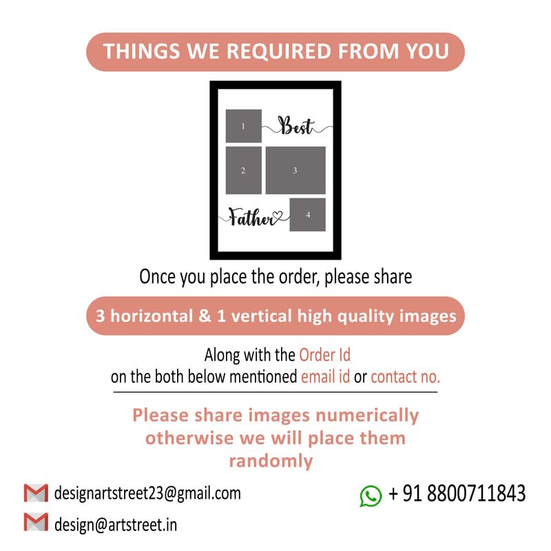 SNAP ART Customized Best Father with 4 Photo Collage print for Mother, Dad Gifts Photo Frame With Photo Upload, Birthday, Anniversary Gift for Husband, Couple, Brother, Sister, Parrents(A4) - Image 4