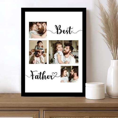 SNAP ART Customized Best Father with 4 Photo Collage print for Mother, Dad Gifts Photo Frame With Photo Upload, Birthday, Anniversary Gift for Husband, Couple, Brother, Sister, Parrents(A4) - Image 2