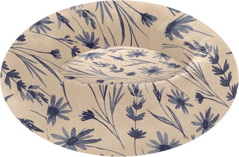 Watercolor Flowers Donut Dog Bed Removable and Washable Small Round Dog Beds Cat Bed Fluffy Super Soft Comfort Pet Bed with Anti-Slip Bottom for Small Medium Dogs Cats 13in - Image 1