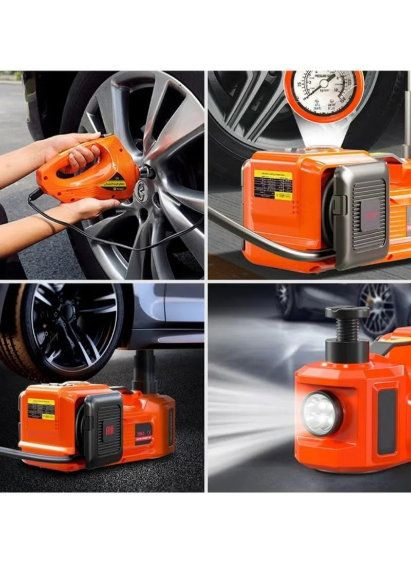 Toby's 12V 5 Ton Car Electro-Hydraulic Jack Set with Air Pump, 4-in-1 Electric Car Jack Kit, Automatic Lift, Impact Wrench, LED Light, Portable Emergency Roadside Tire Changing Tool, Heavy Duty for SUV Sedan MPV - Image 4