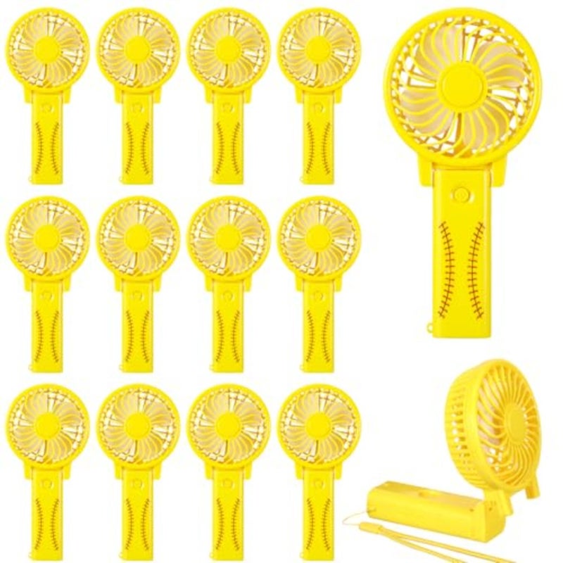 12 Pack Party Favors Bulk Mini Handheld Fan with Lanyard for Team Gift Portable Cooling Fan for Game Day Outdoor Sport Foldable Design for Desktop Use Batteries Not Included - Image 1
